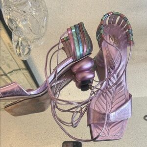 Metallic MS Purple Strappy Women's Sandals 6